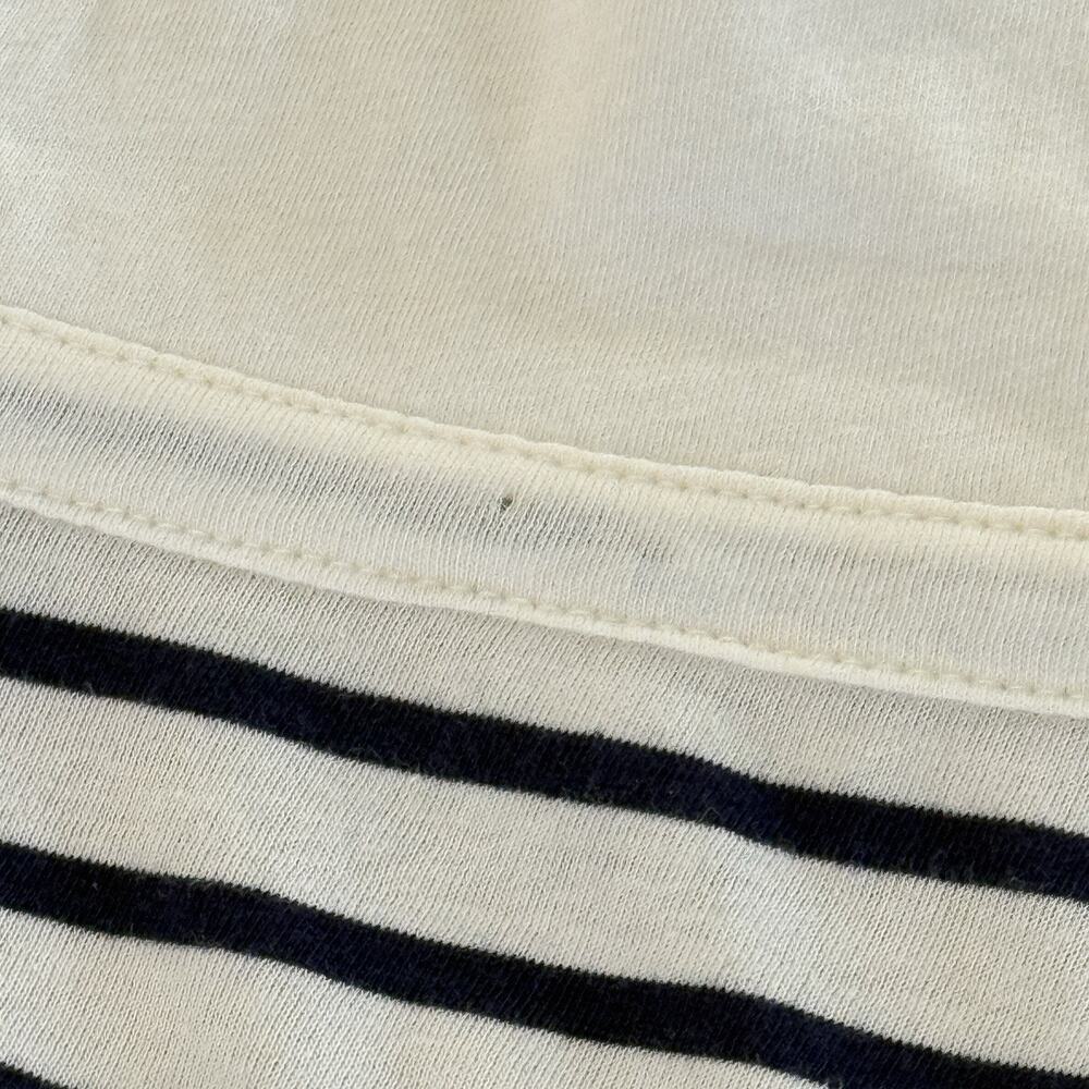 J. Crew Vintage Jersey Johnny-Collar Shirt Navy White Stripe Womens Size Large - Picture 8 of 8
